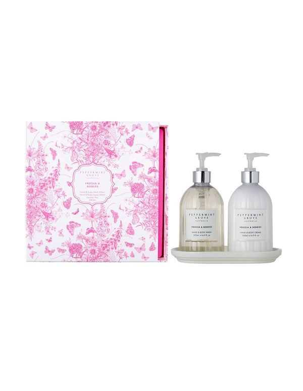 Peppermint Grove French Toile Collection - Freesia & Berries 500ml Hand & Body Gift Set