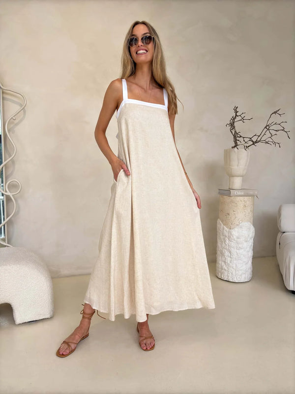 Kiki Maxi Dress - Natural/White