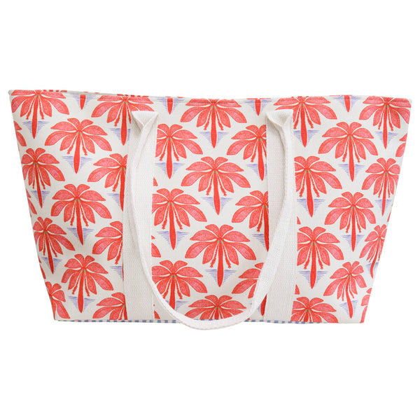 Bright summer fun beach bag with palm trees