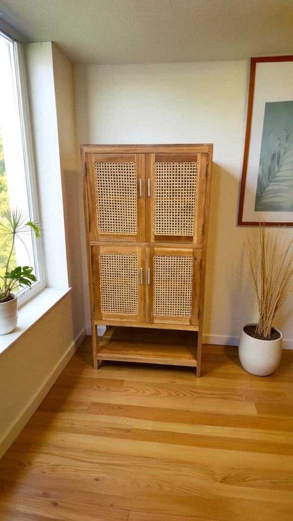 4 Door Rattan Front Cabinet