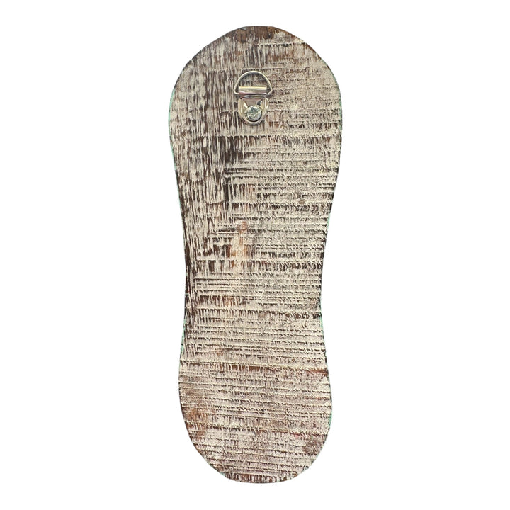 back view of the timber flip flop wall hook