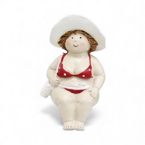 Poolside Sitting Lady - White Hat