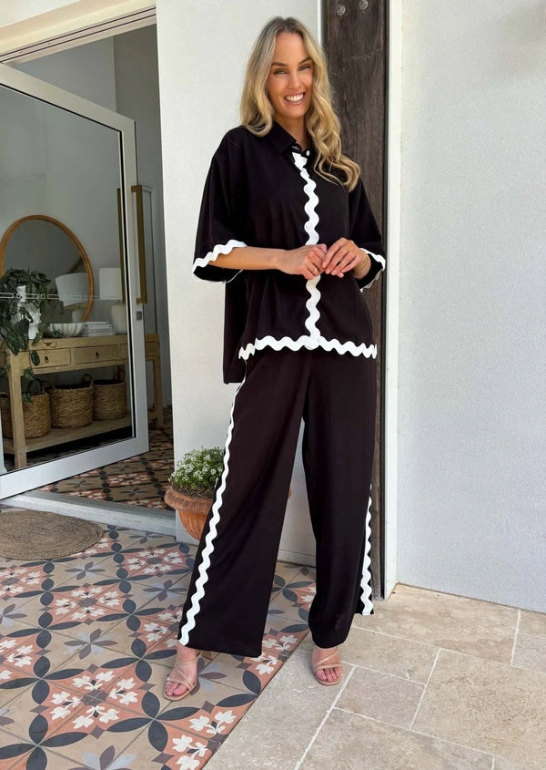 Tanah Ric Rac Pant - Black/White