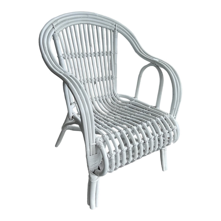 White cane single armchair. Perfect for the verandah or as a statement chair in the lounge room or bedroom