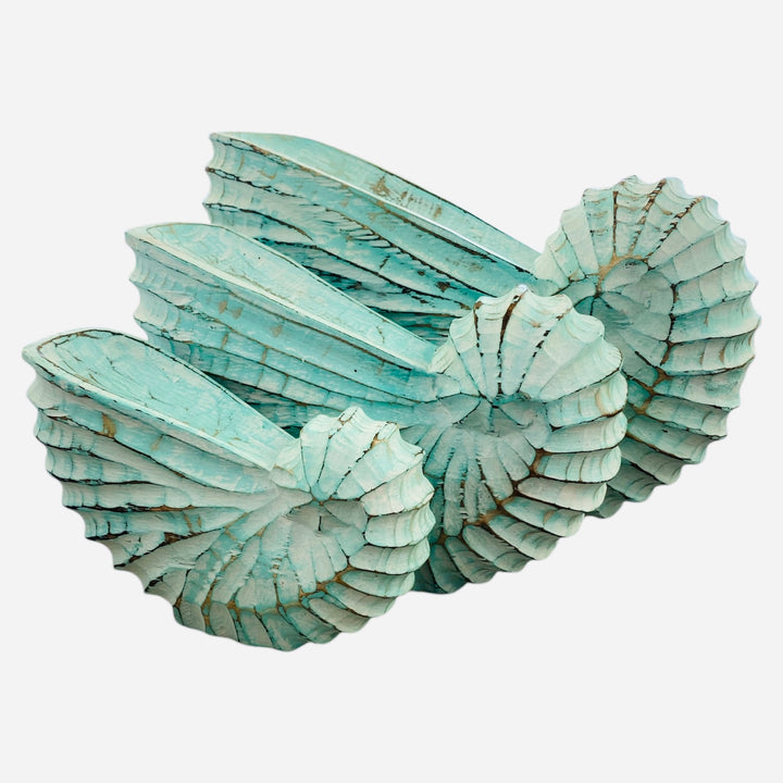 Decorative aqua wash timber shell decor. Free standing, perfect for coastal homes