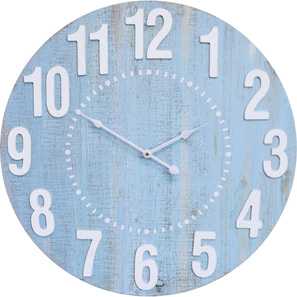 Mist Blue Coastal Clock Raised Numbers – Coastal Drift Home