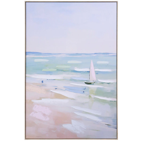 framed sail boat wall art - coastal style