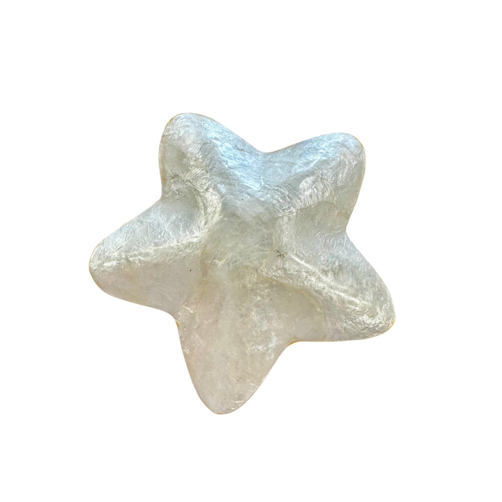 Star-shaped mini mother of pearl trinket dish with gold trim – unique coastal jewellery holder