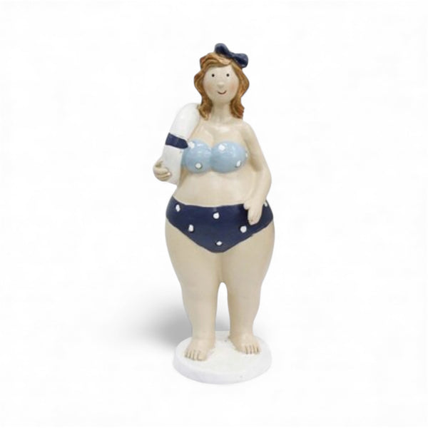 Bring sunshine and fun to any space with the swimming lady figurine. Vintage inspired, hand painted resin figures add whimsical, beachy charm to your home or gift collection.