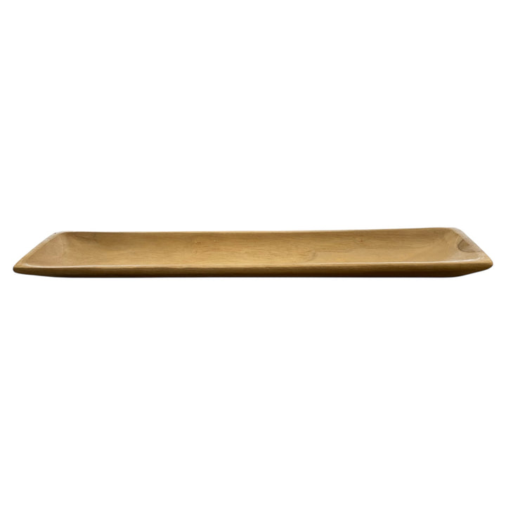 Hnadcrafted teak long narrow serving dish