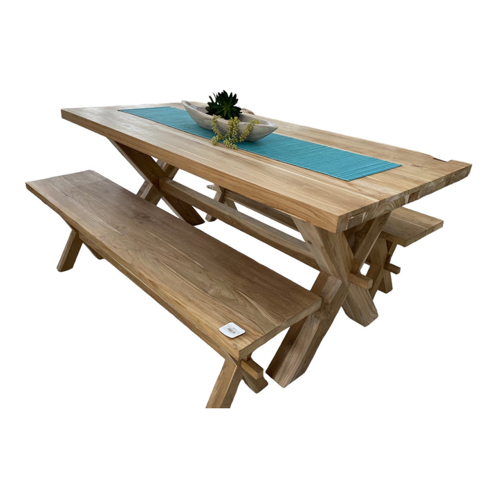 teak timber dining setting