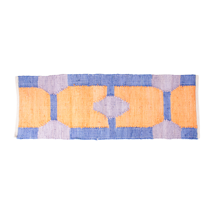 Two-tone blue woven cotton table runner, 40x125cm, perfect for coastal or casual dining tables and adding colour and texture to home décor.