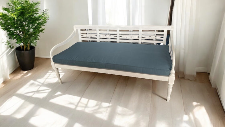 White timber daybed with cushion mattress – coastal style indoor outdoor furniture