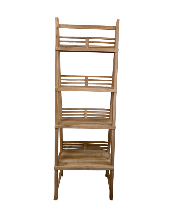Compact 60cm natural timber ladder shelf for home styling