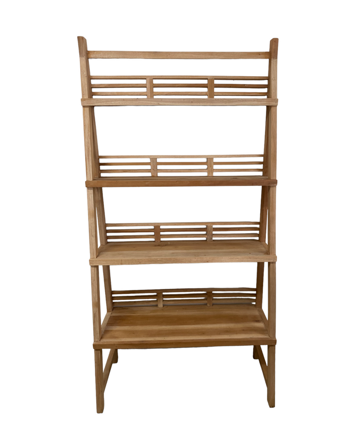 90cm wide mahogany timber ladder style bookshelf. hand crafted no flatpacks