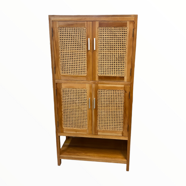 4 Door Rattan Front Cabinet