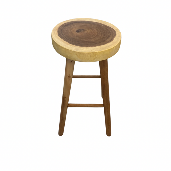 Natural Round Suar Wood Stool