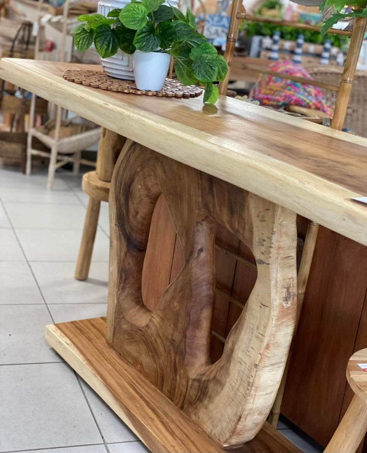 Natural edge solid timber entry table