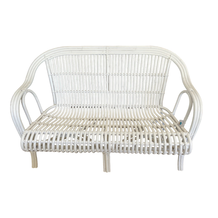 2 seat cane lounge in white.